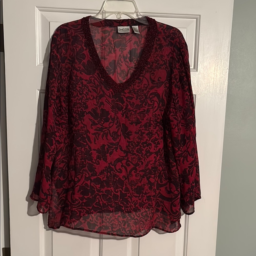 Red Floral Women's Top size 3 plus size
